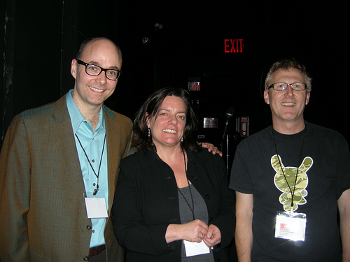 Filmmakers Bret Wood (The Other Half, 2008) and Robert Pratten (MindFLESH, 2008) with Cinekink's Lisa Vandever.